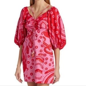 FARM RIO Octocool Puff-Sleeve Mini Dress NWT